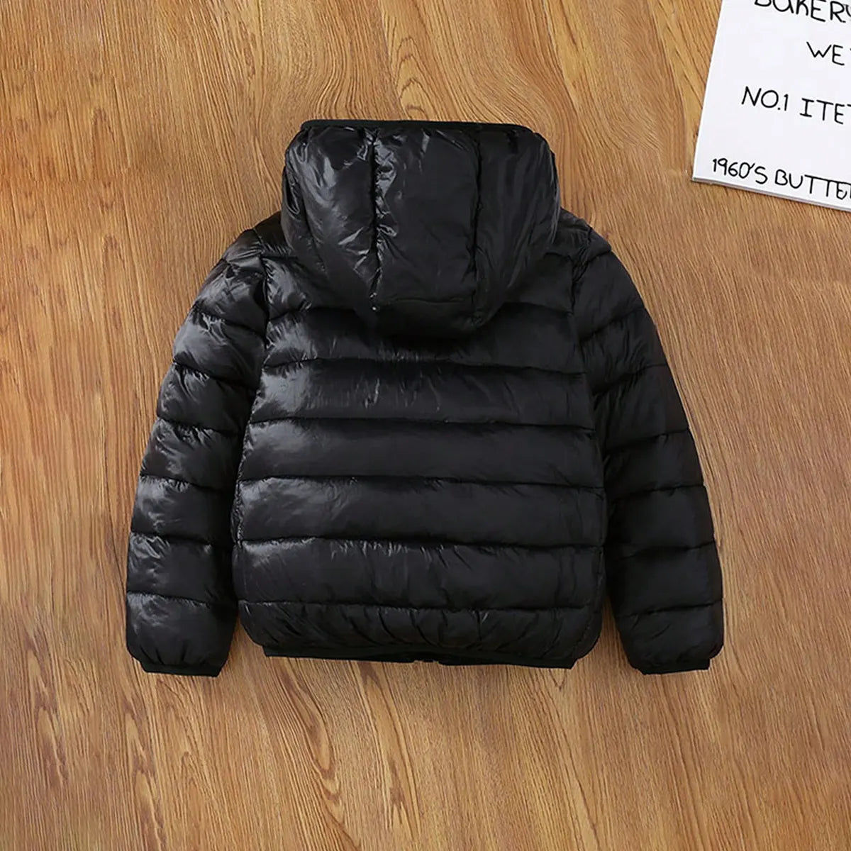 Boys Black Hooded Zip-up Puffer Jacket Coats & Jackets