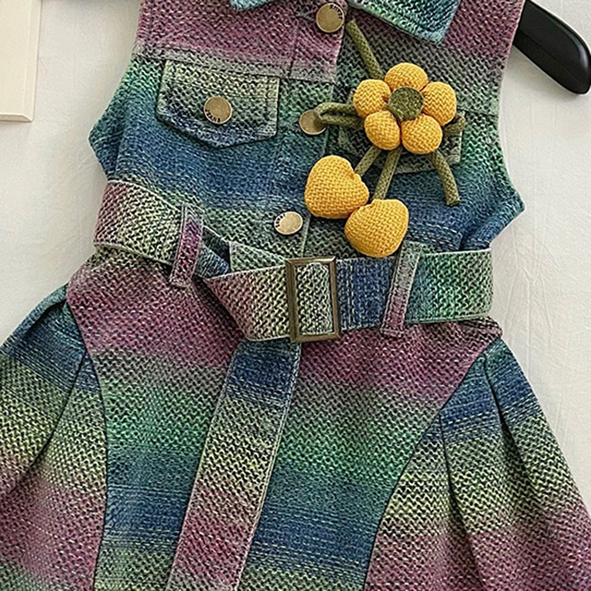 Girls Multicolor Stripes Sleeveless Drop Waist Dress Casual Dresses