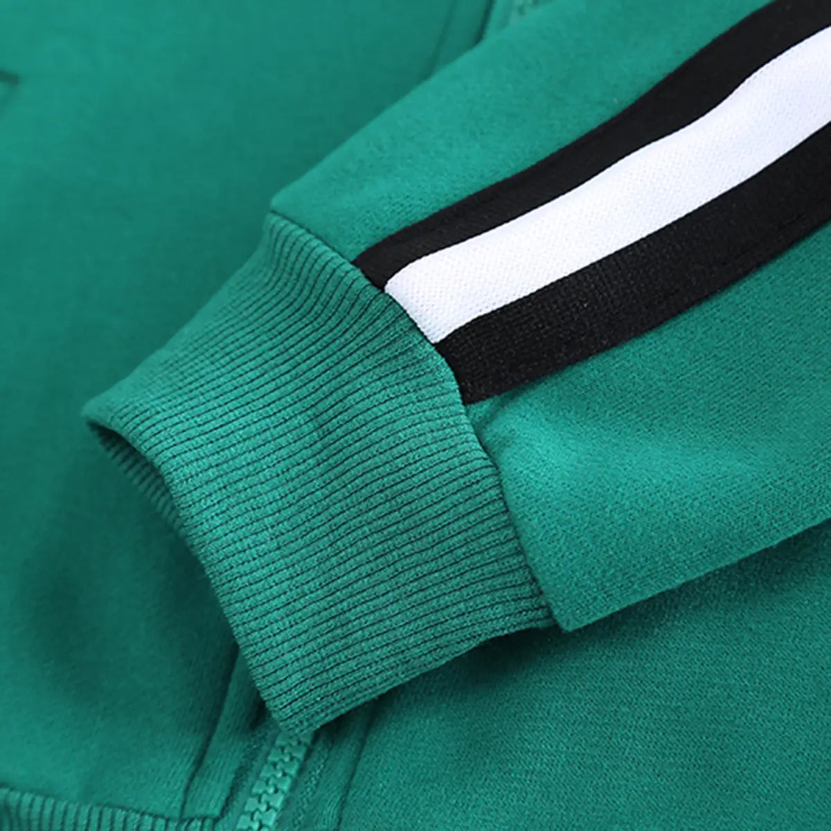 Boys Green Typographic Printed Zipper Jacket With Jogger Co-ord Sets Sets