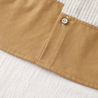 Boys Khaki Color-Blocked Shirt With T-Shirt And Cargo Shorts Set Sets