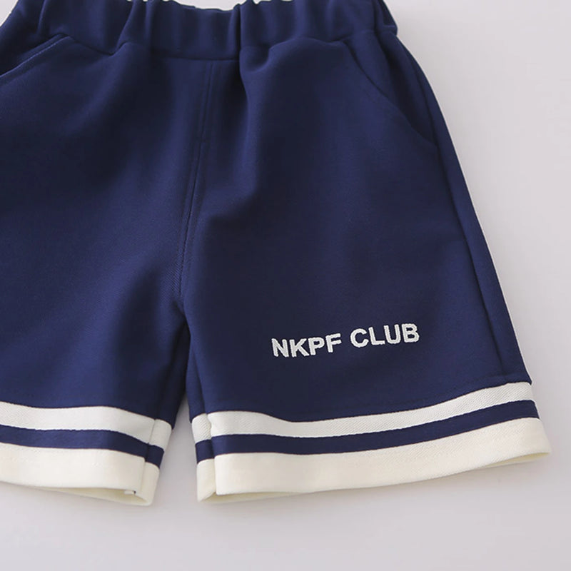 Boys Off White Typographic Print Polo T-Shirt With Shorts Set Sets