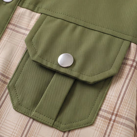 Boys Green Checked Long Sleeve Shirt With Pants Sets 2 pc. Sets