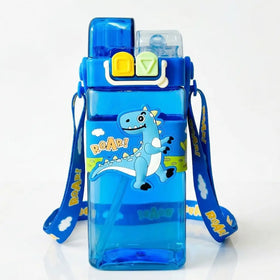 Kids Blue Dinosaur Dual-Spout Sipper Water Bottle with Strap Trending Accessories