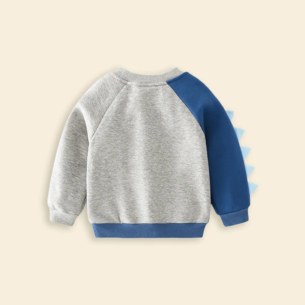 Boys Blue Dinosaur Colorblocked Sweatshirt Sweatshirts & Hoodies