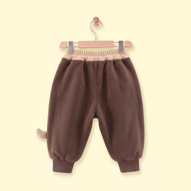 Boys Brown Dinosaur Applique Jogger Joggers