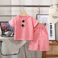 Girls Pink Embossed Print Short Sleeve T-Shirt With Shorts Sets 2 pc. Sets Pink 1-2 Y