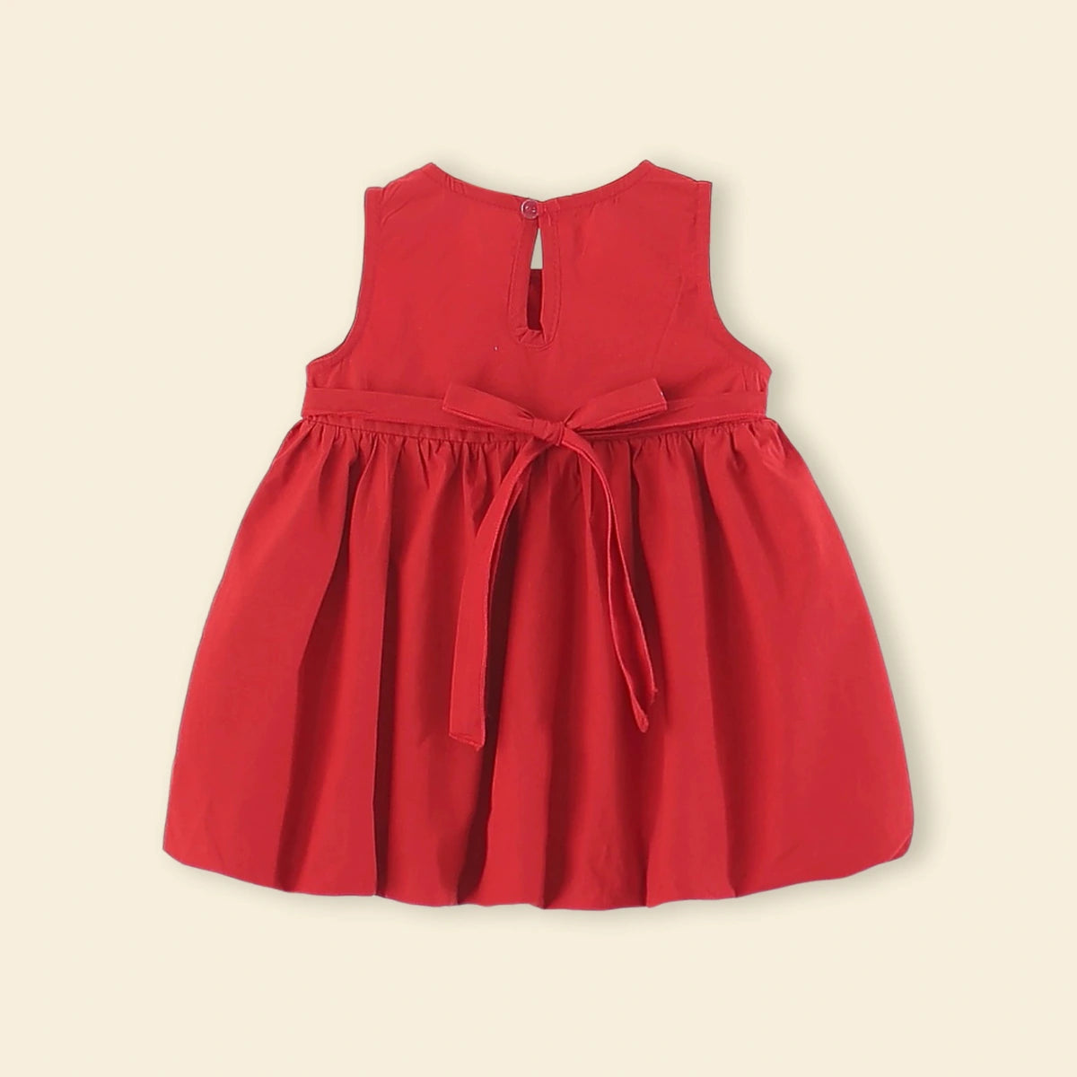 Girls Red Bunny Applique Balloon Dress Casual Dresses
