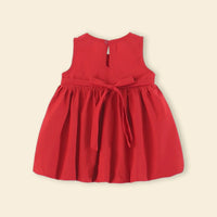 Girls Red Bunny Applique Balloon Dress Casual Dresses