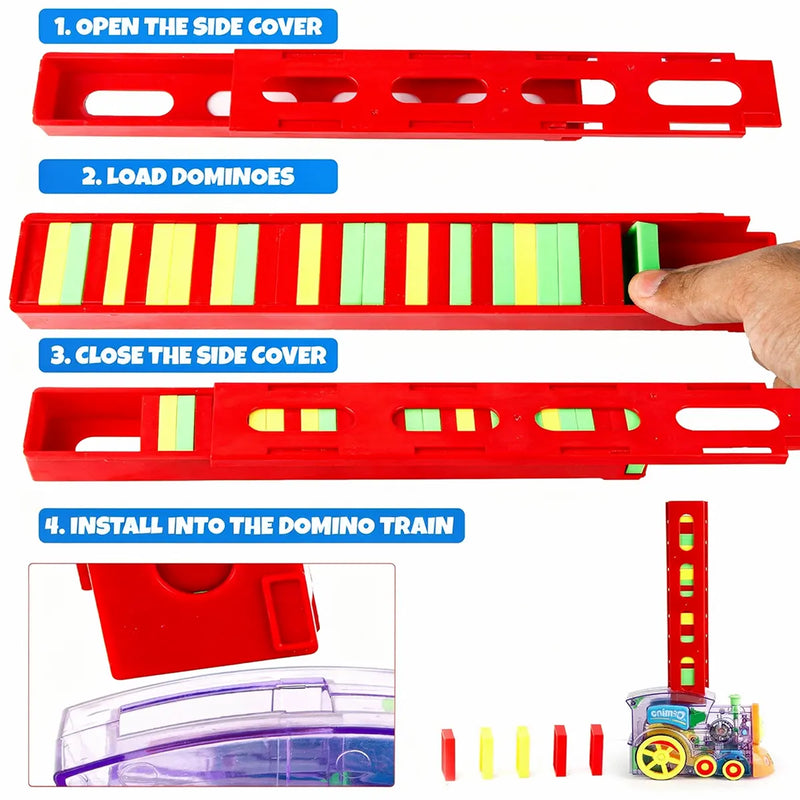 Kids Domino Train Auto-Laying Toy with 40 Tiles Trending Accessories