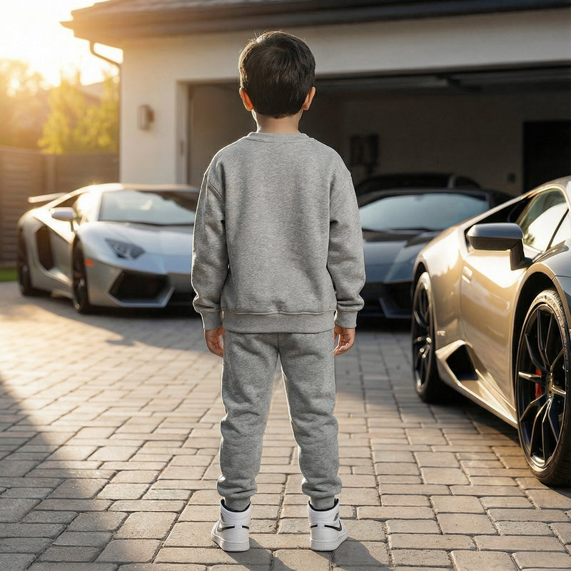 Boys Grey Car Graphics Fleece Sweatshirt With Joggers Sets 2 pc. Sets