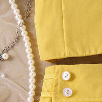 Girls Mustard Bow Applique Sleeveless Top With Shorts Sets 2 pc. Sets
