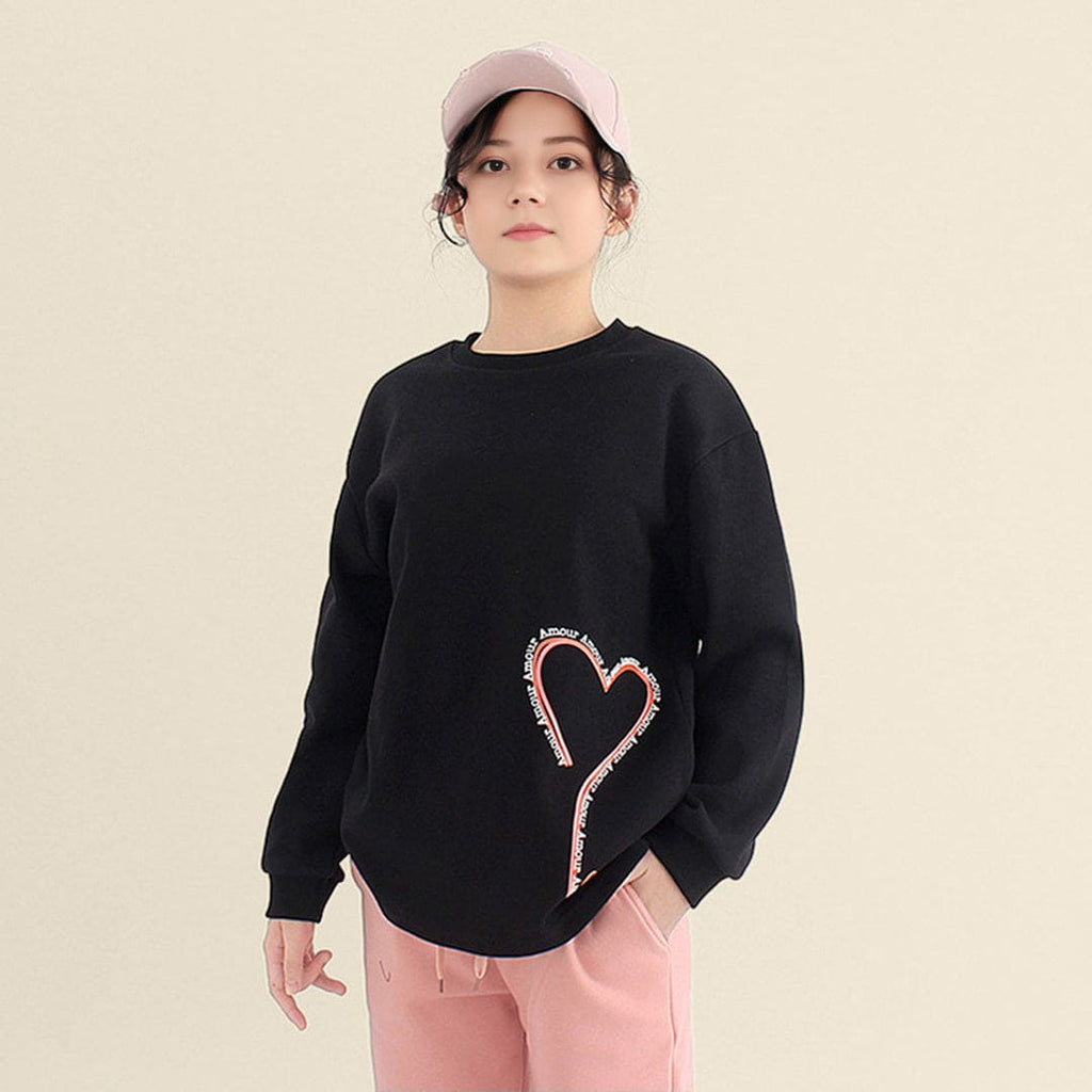 Girls Heart Print Full Sleeves T-Shirt