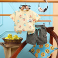 Boys Yellow Graphics Printed T-Shirt With Cargo Pocket Shorts Set 2 pc. Sets Yellow 3-6 M