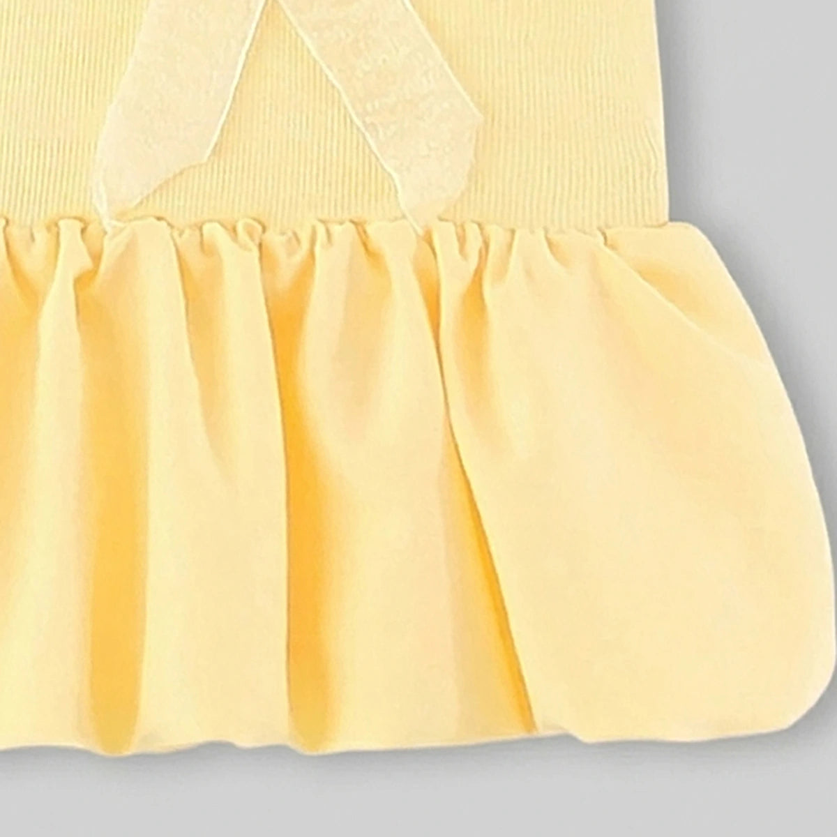 Girls Yellow Flared Sleeveless Mini Dress With Bow Detail Casual Dresses