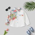 Boys White Abstract Printed Long Sleeves Shirts Shirts White 1-2 Y