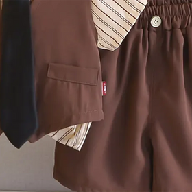 Boys Brown Vest & Shirt With Shorts & Neck Tie Sets Sets