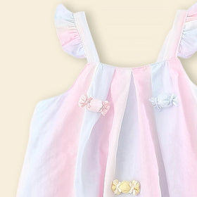 Girls Light Pink Candy Applique Top With Shorts Sets Sets