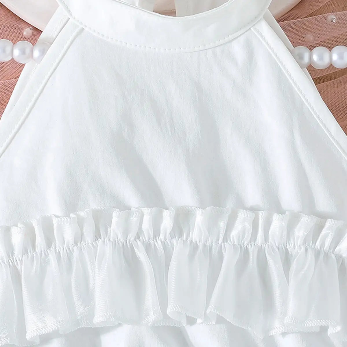 Girls White Ruffle Halter Top With Shorts Co-ord Sets Sets