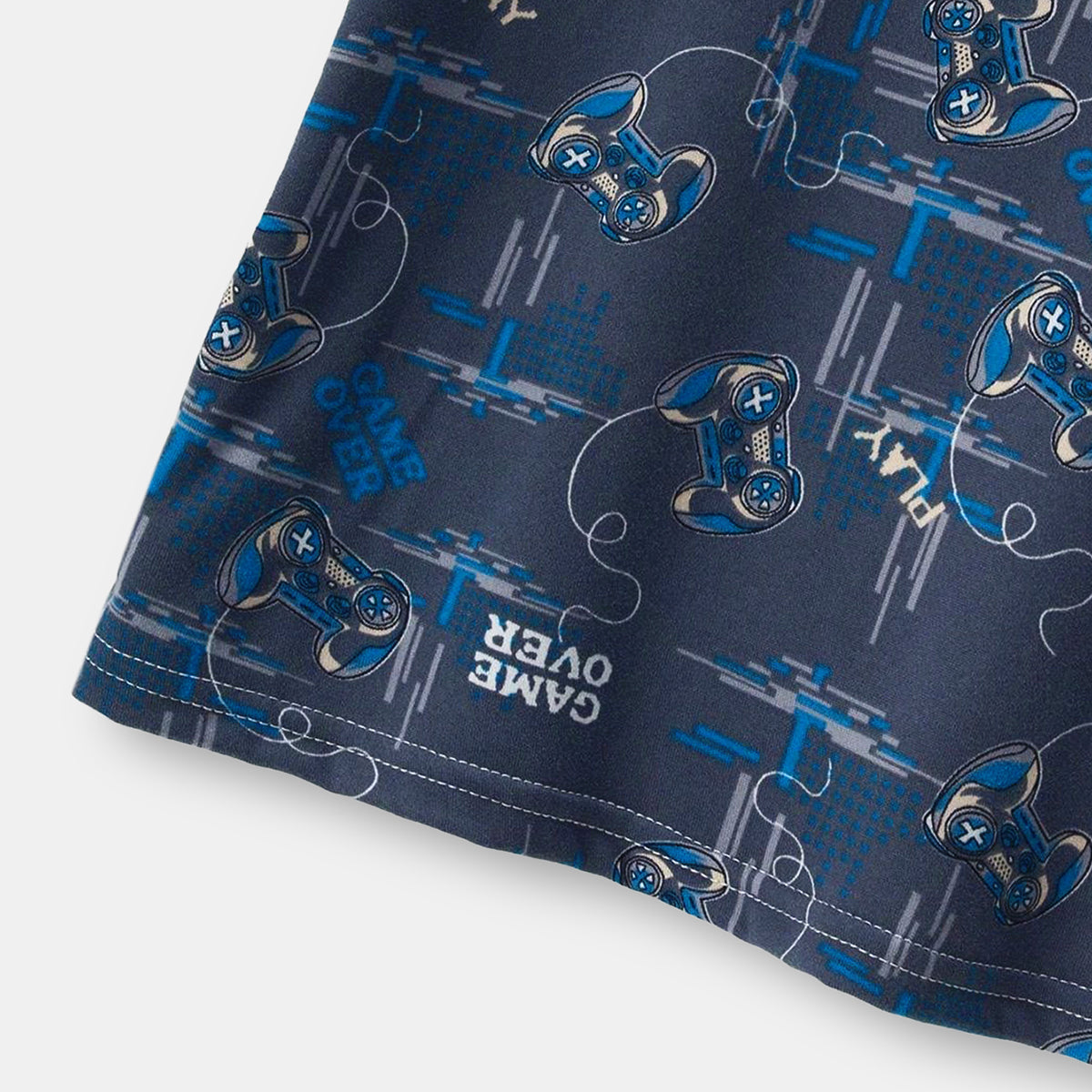Boys Blue Gaming Print T-Shirt With Shorts And Pajama Set Sets