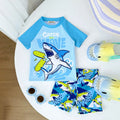 Boys Light Blue Shark Printed Short Sleeves T-Shirt & Shorts Swimsuit Sets Sets Light Blue 3-4 Y