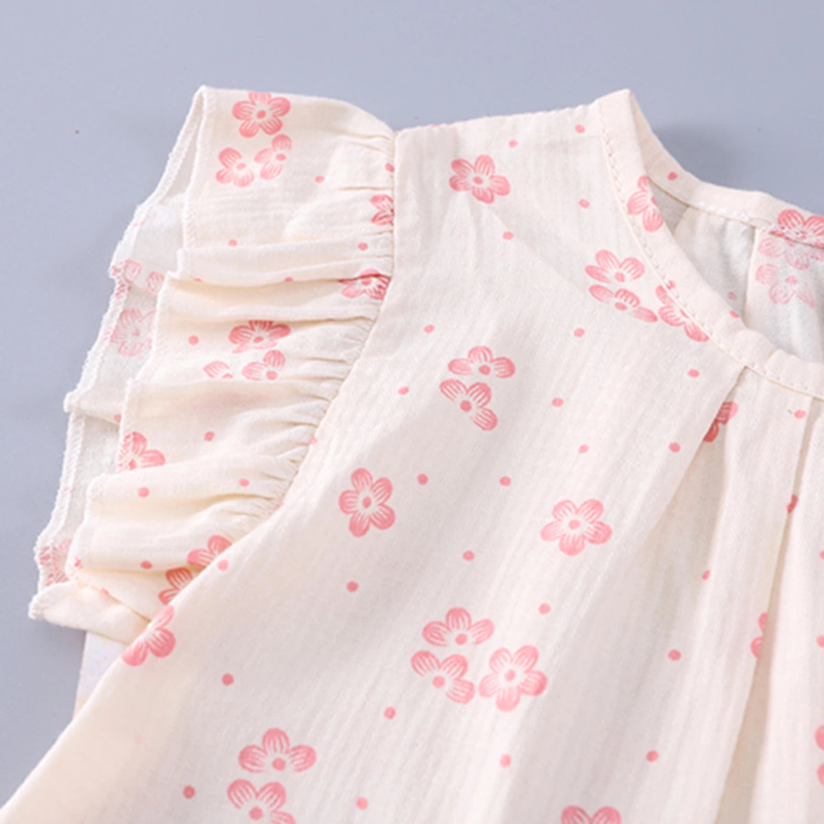 Girls Pink Floral Print Bow Applique Top With Shorts Set Sets