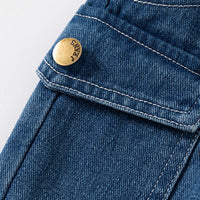 Boys Blue Solid Denim Short With Elasticated Waistband Shorts
