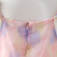 Girls Pink Puff Sleeve Square Neck Balloon Dress Casual Dresses