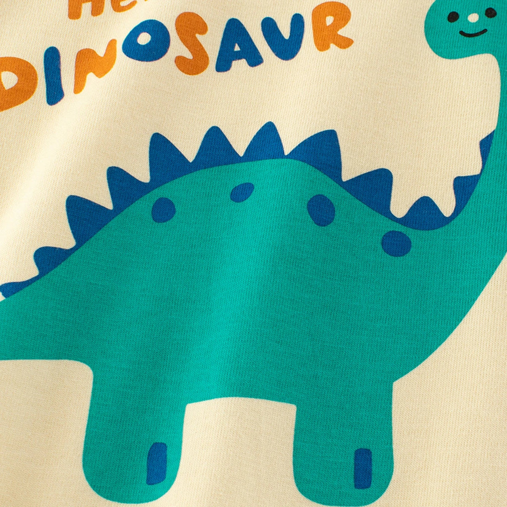 Boys Cream Dinosaur Printed Long Sleeves T-Shirt Tshirts