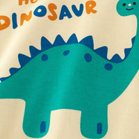 Boys Cream Dinosaur Printed Long Sleeves T-Shirt Tshirts