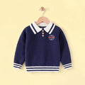 Boys Blue Self-Design Polo Sweater Sweaters & Cardigans Blue 2-3 Y