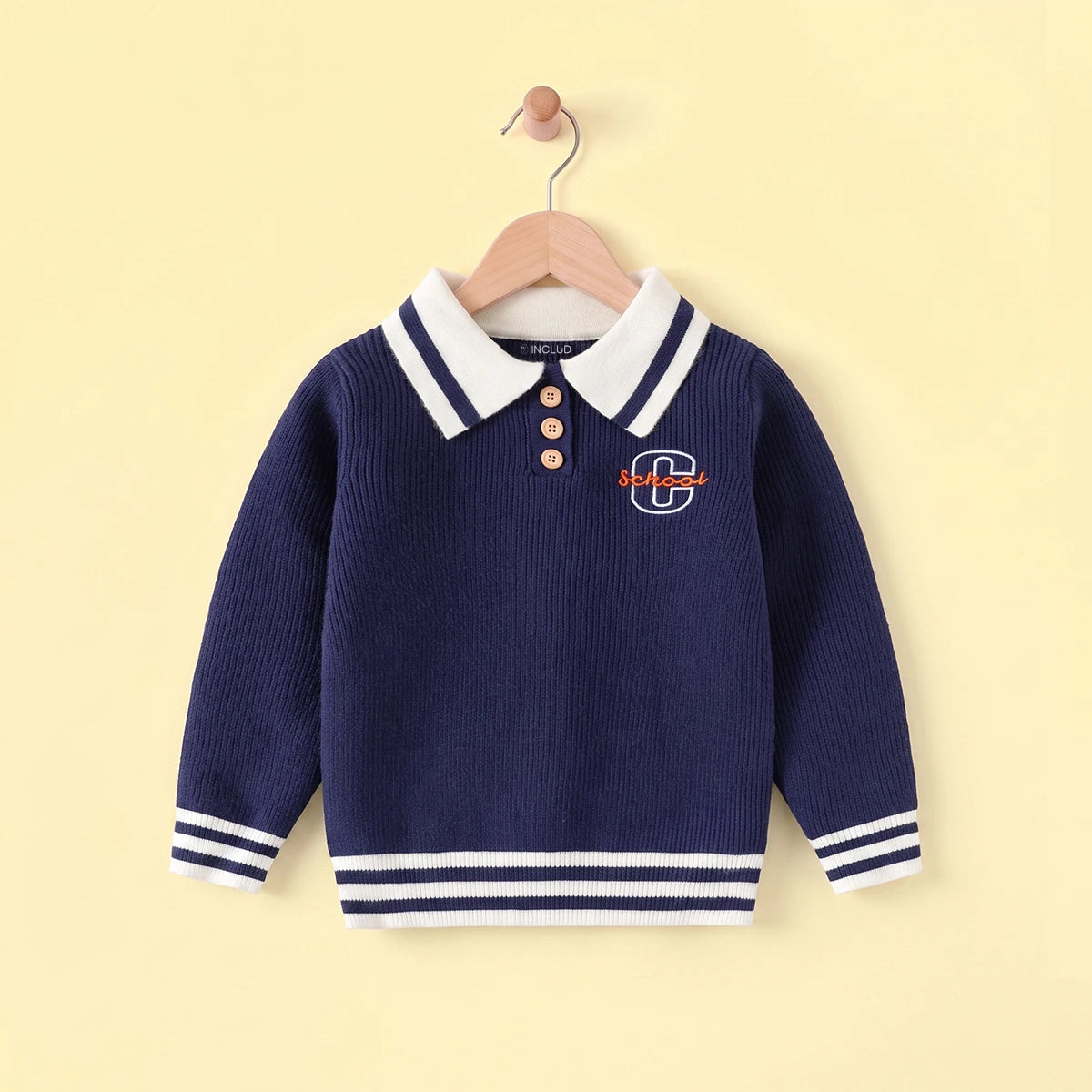 Boys Blue Self-Design Polo Sweater Sweaters & Cardigans Blue 2-3 Y