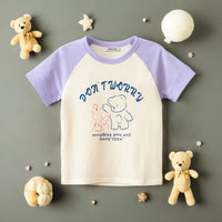 Girls Printed Short Sleeves T-Shirt Tshirts Purple 1-2 Y 