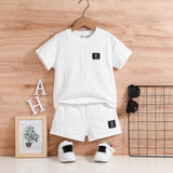 Boys White Typographic Self Designed T-Shirt With Shorts Set