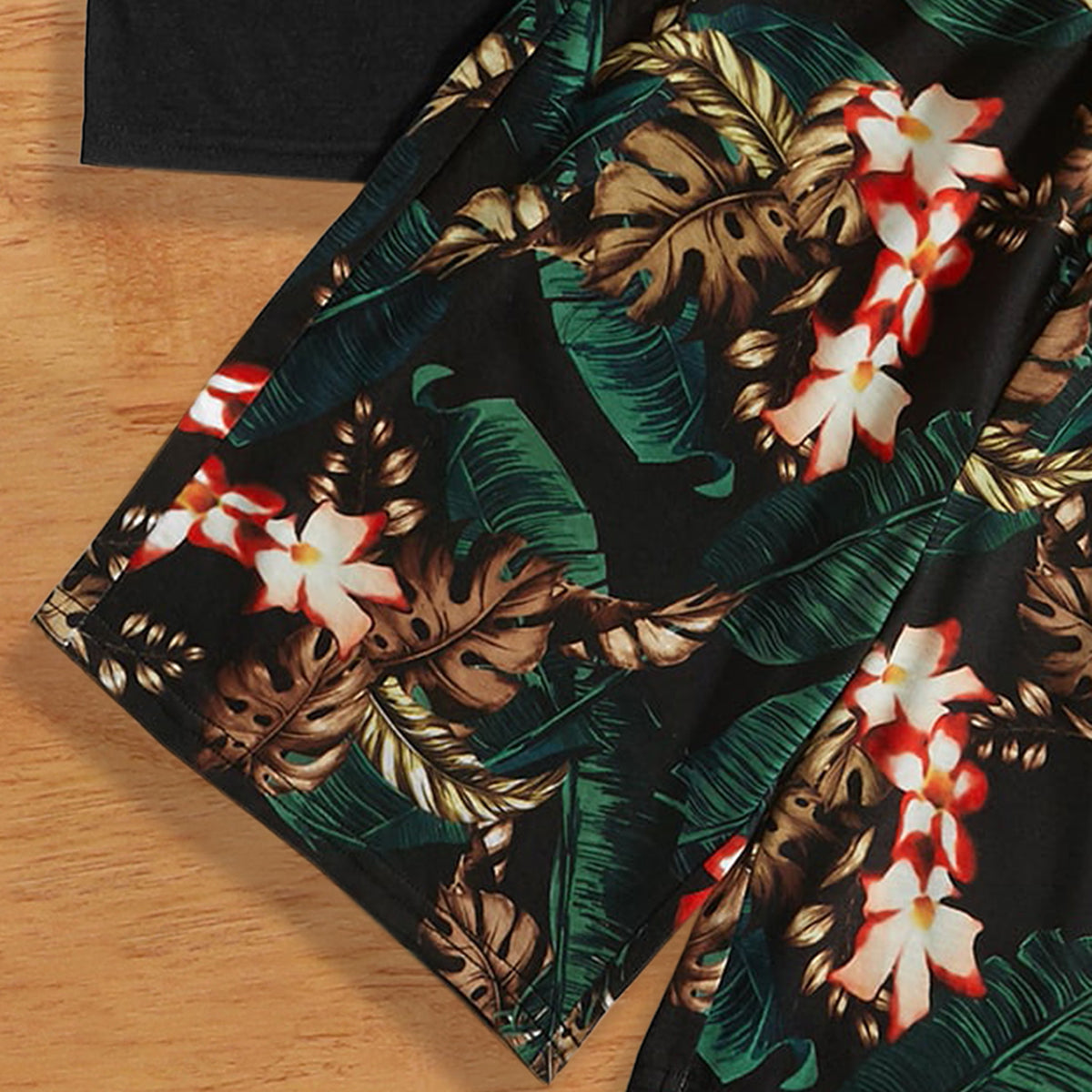Boys Black Tropical Printed Sleeveless Vest With Shorts Set 2 pc. Sets