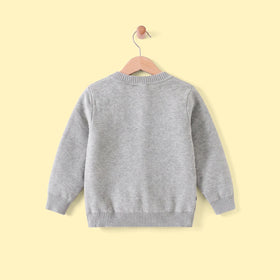 Boys Grey Self-Design Cardigan Sweaters & Cardigans