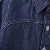 Boys Dark Blue Long Sleeve Denim Shirt Shirts