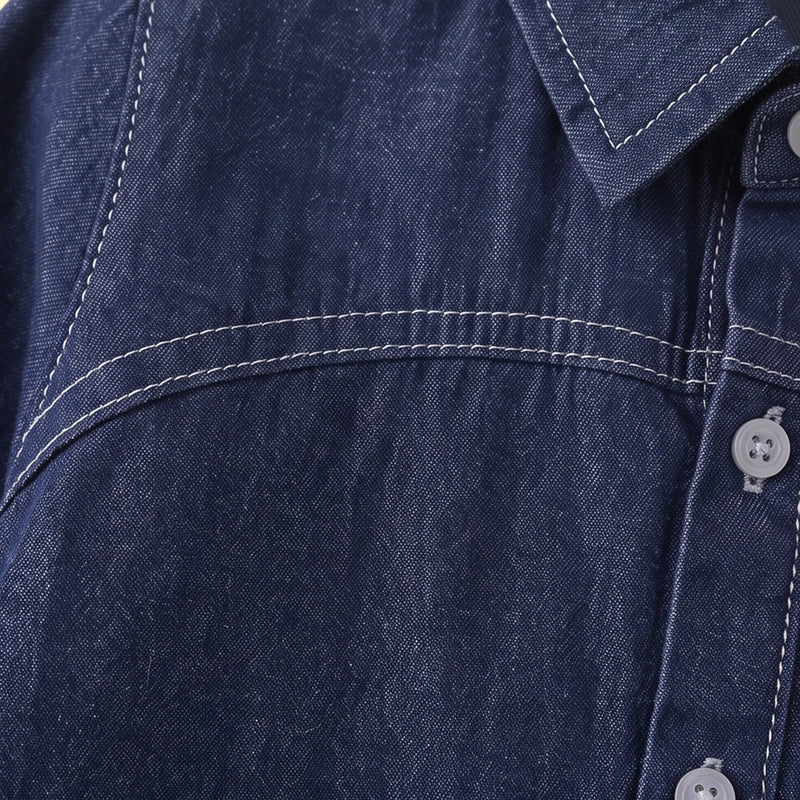 Boys Dark Blue Long Sleeve Denim Shirt Shirts