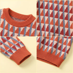 Girls Red Jacquard Long Sleeve Sweater Sweaters & Cardigans