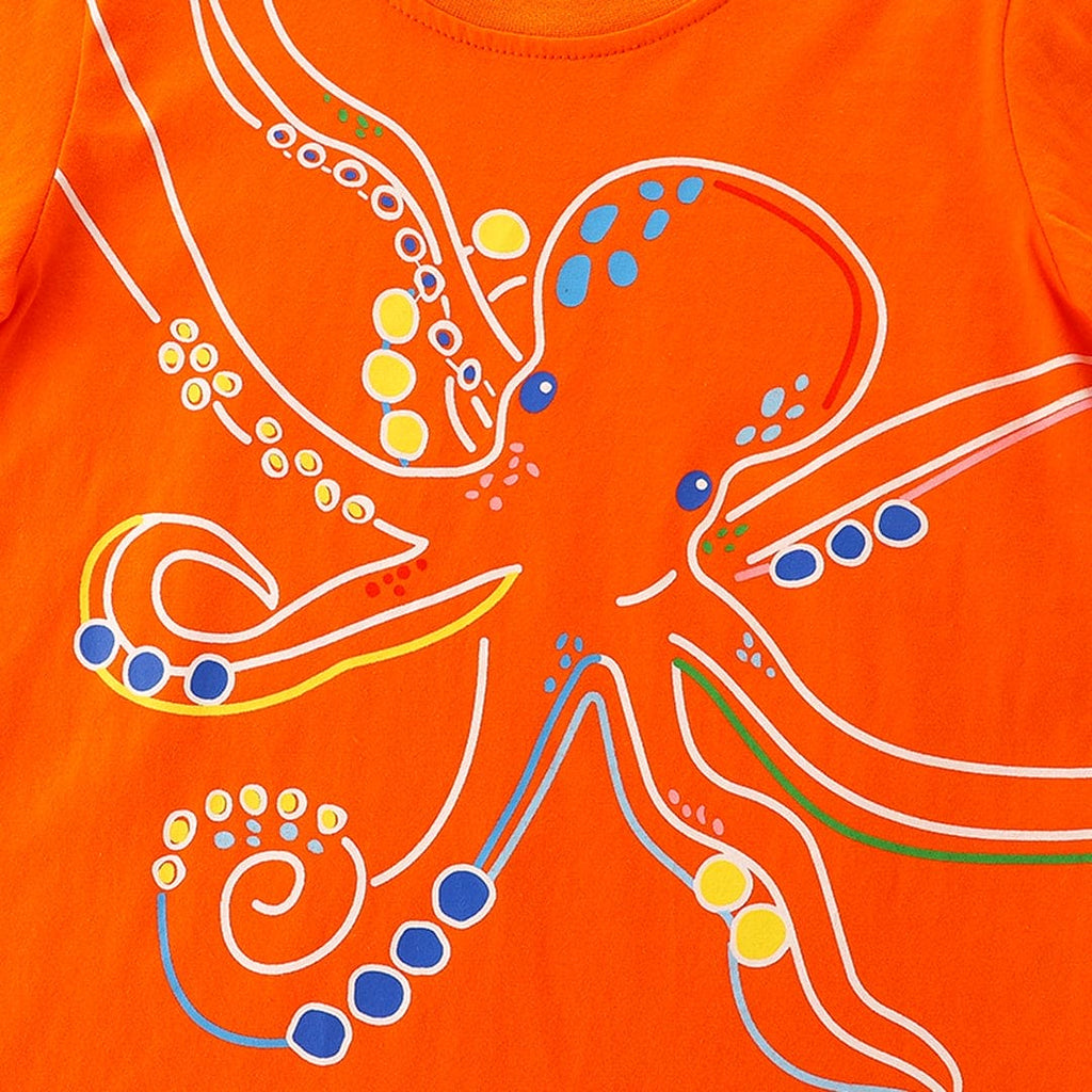 Boys Short Sleeve Octopus Print T-Shirt Tshirts   
