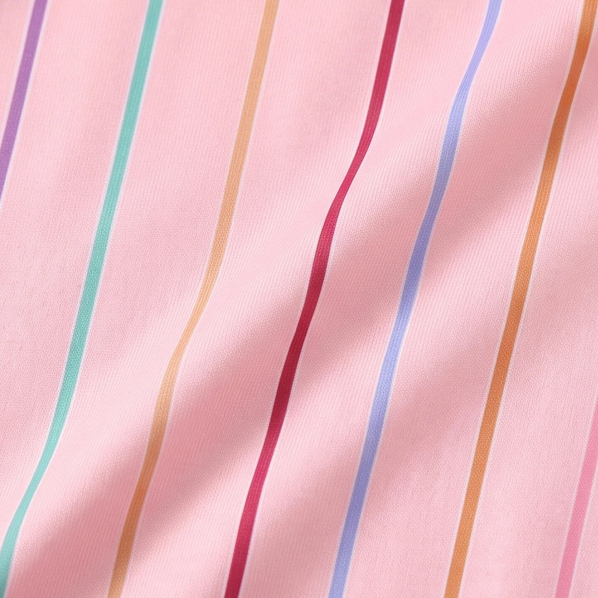 Girls Pink Striped Flutter Sleeve A-line Dress Casual Dresses