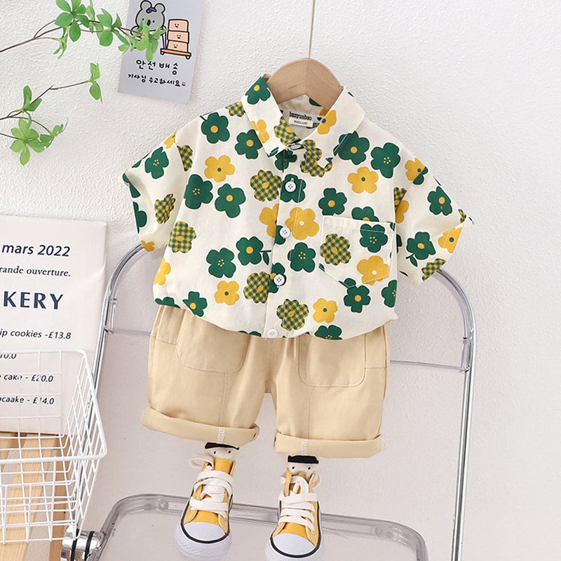 Boys Floral Print Shirt With Shorts Set Sets