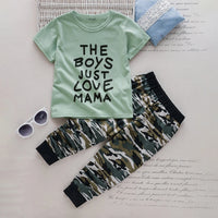 Boys Light Green Typography Print T-Shirt With Joggers Sets 2 pc. Sets Light Green 1-2 Y