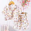 Girls White Cartoon Graphic Printed Short Sleeve Shirt With Shorts Set 2 pc. Sets White 2-3 Y