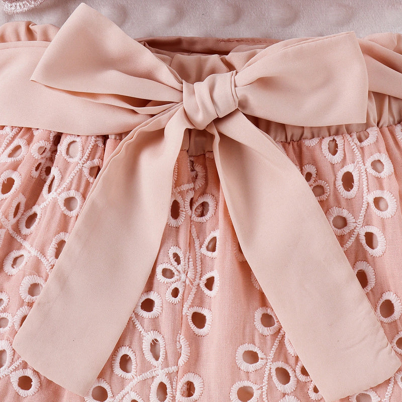 Girls Pink Eyelet Embroidered Sleeveless Top With Shorts Sets 2 pc. Sets