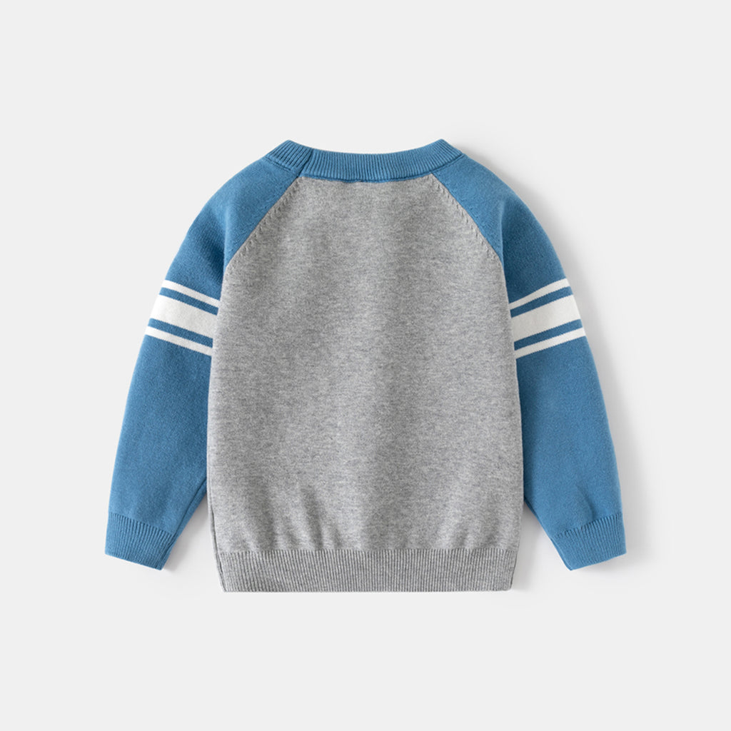 Boys Grey Solid Raglan Sleeves Regular Sweater Sweaters & Cardigans