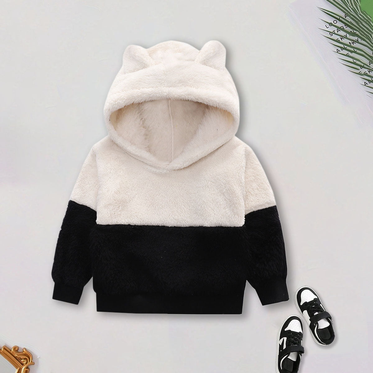 Girls Apricot Solid Poly Fleece Hooded Sweatshirt Sweatshirts & Hoodies Apricot 1-2 Y