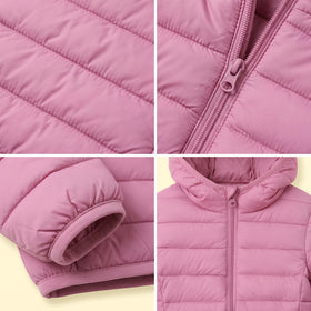 Girls Mauve Hooded Quilted Puffer Jacket Coats & Jackets