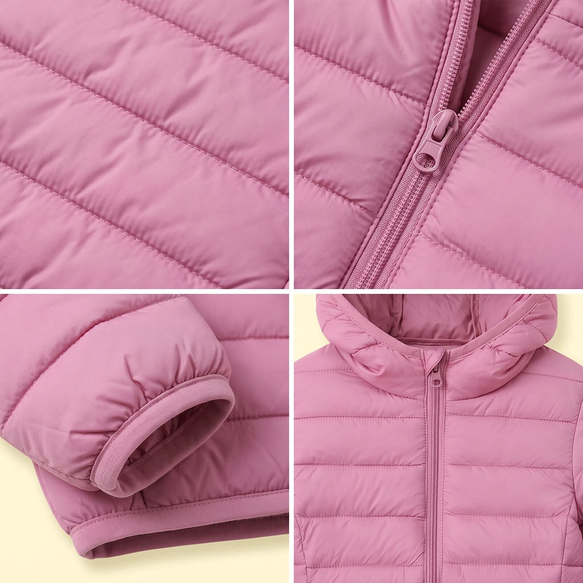 Girls Mauve Hooded Quilted Puffer Jacket Coats & Jackets
