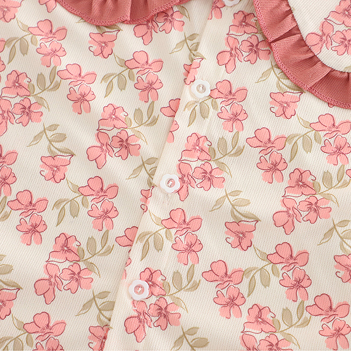 Girls Pink Floral Printed Long Sleeves Top With Pants Set 2 pc. Sets