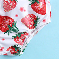 Girls Red Halter Top With Strawberry Print Briefs & Headband Swimwear Sets Sets